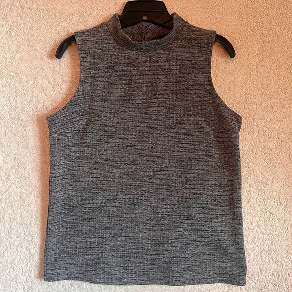 Banana Republic Gray Mock Neck Sleeveless Knit Top Size M Academia Librarian - Picture 1 of 7
